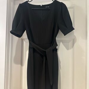 Express Black Sheath Midi Dress Short Sleeve